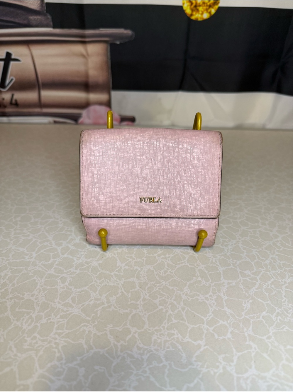 Furla Baby Pink Mini Leather compact wallet